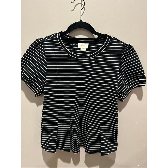 Anthropologie Maeve Corset Peplum Top ~ Striped b/w Maeve peplum top - Picture 1 of 4